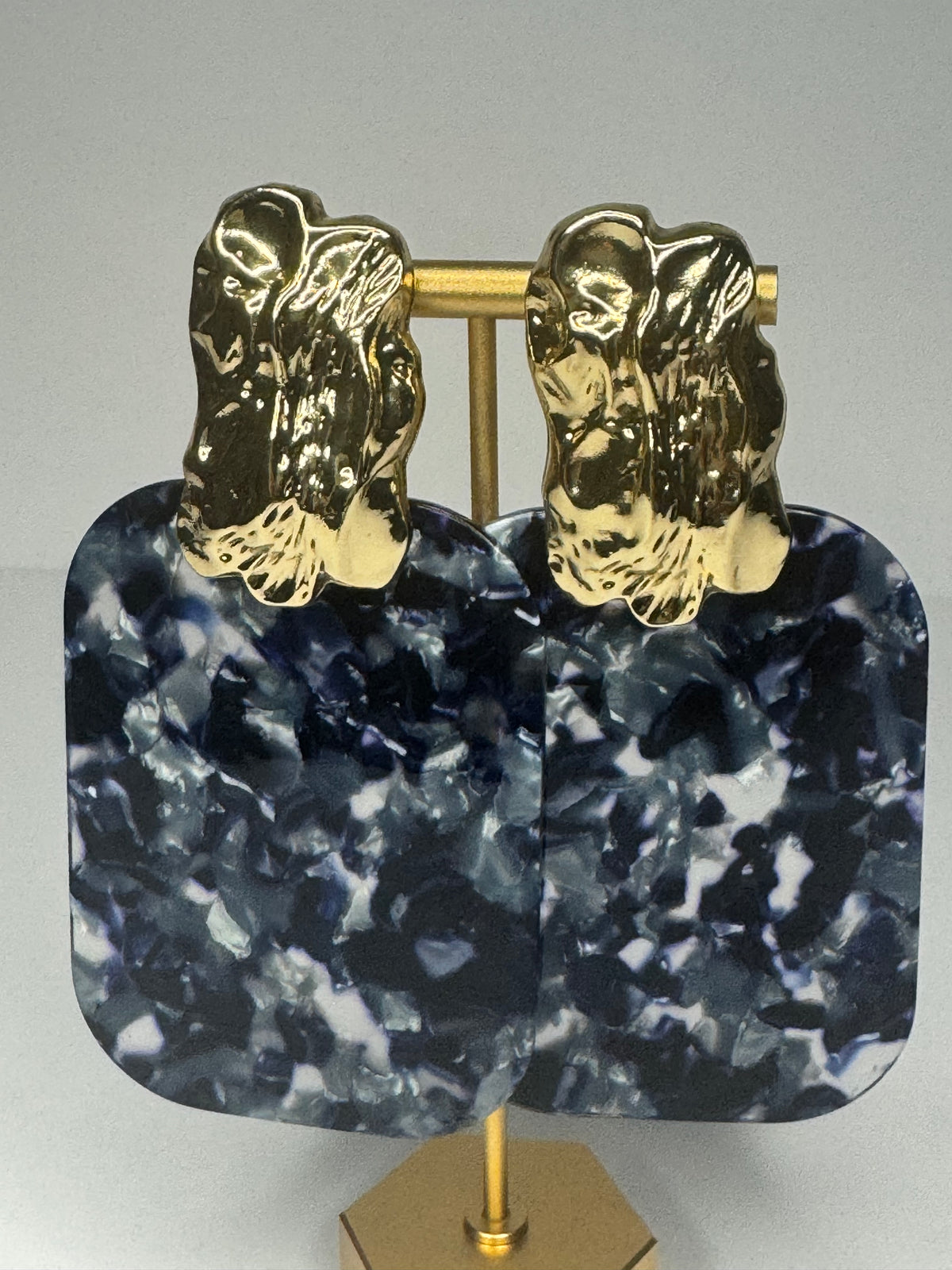 Golden Tide Oversized Earrings (Navy Blue)