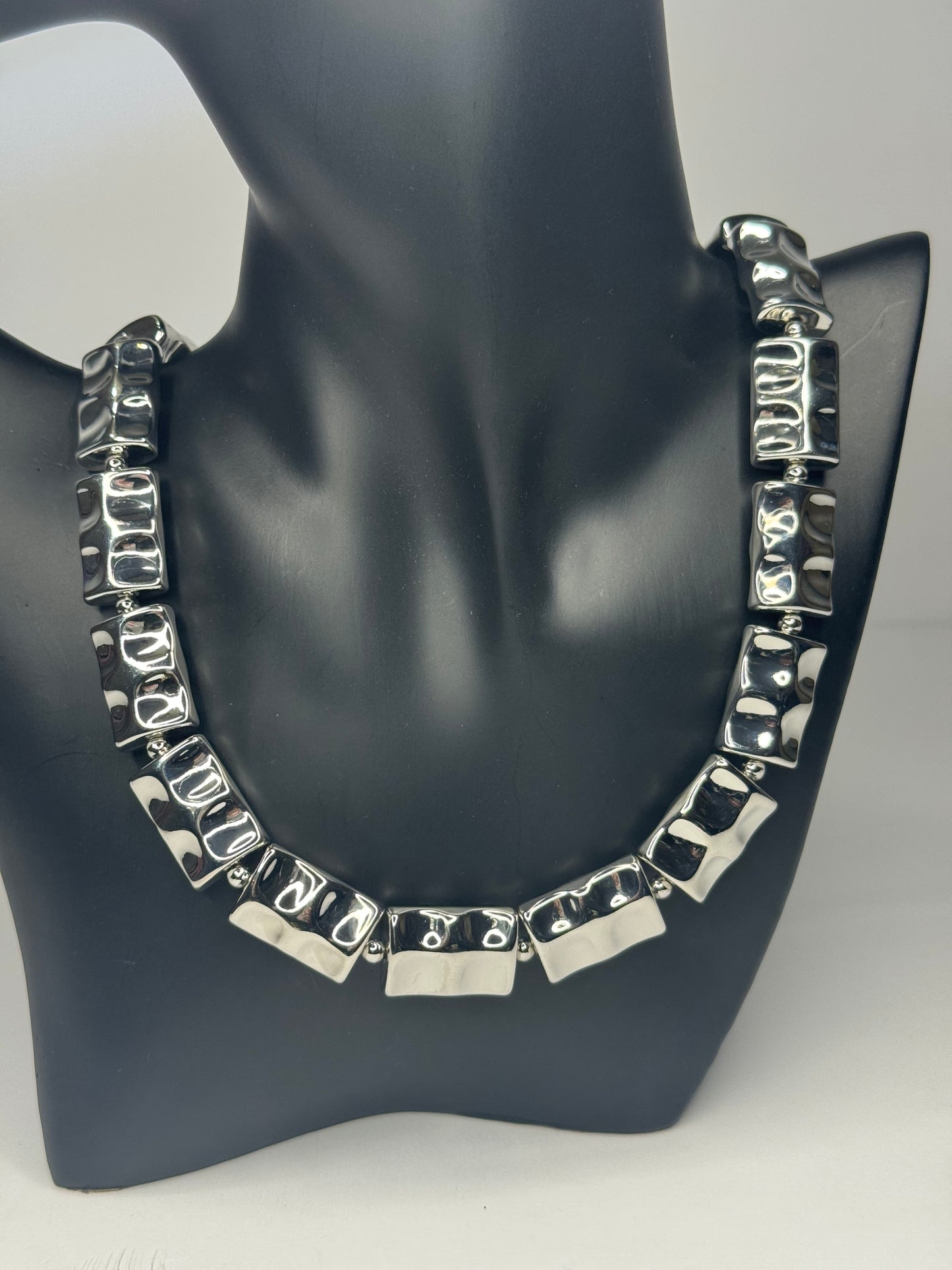 Dented Silver Necklace