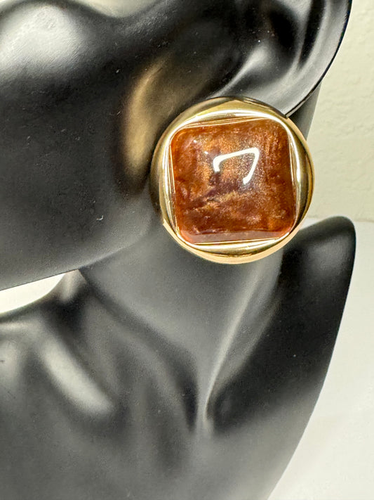 Aura Stone Studs (Brown)