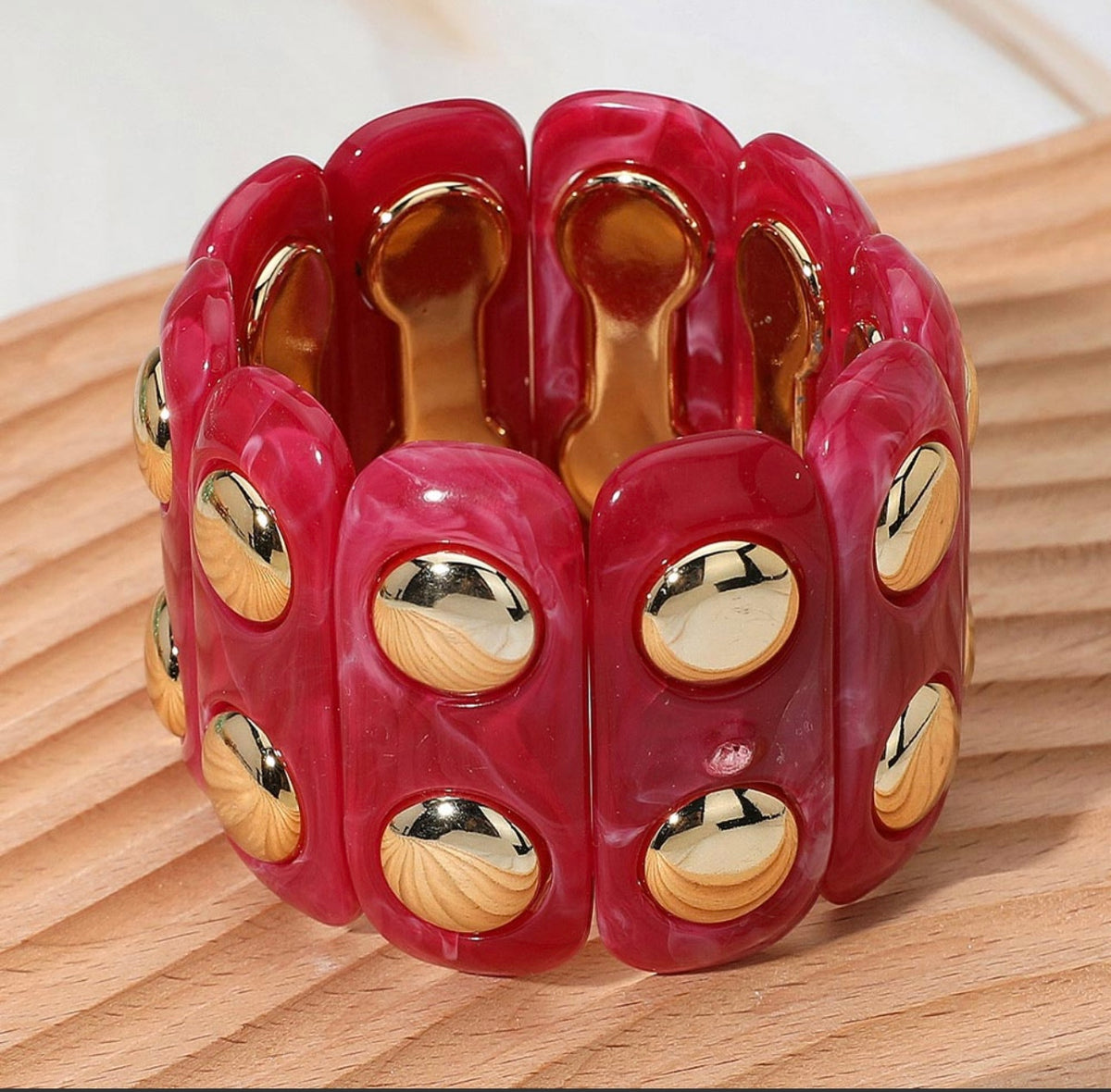 Luxe Pop Stretch Bracelet (Burgundy)