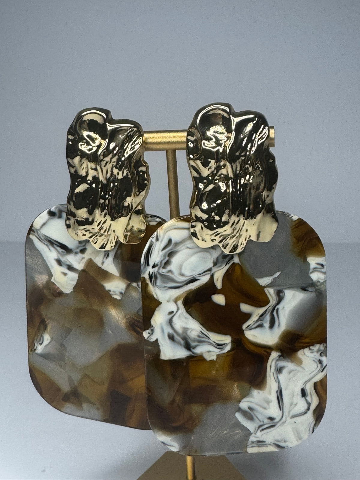 Golden Tide Oversized Earrings ( Brown)
