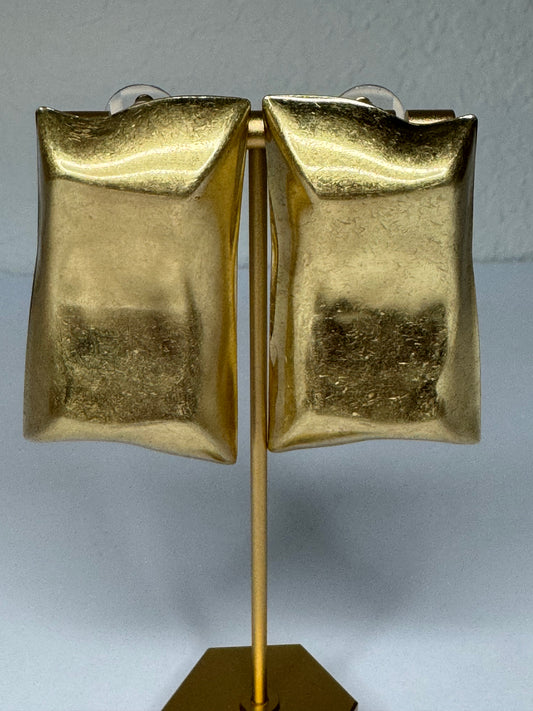 Rectangular Gold Stud Earrings