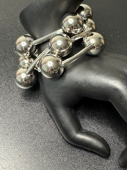 Metal Ball 3pc Bracelet Set (Silver)