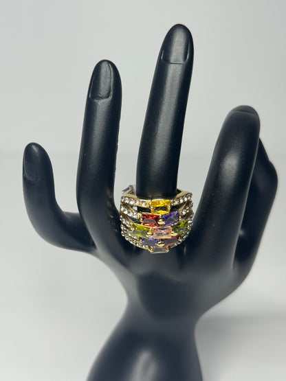 Diamond Cut Multicolored Ring