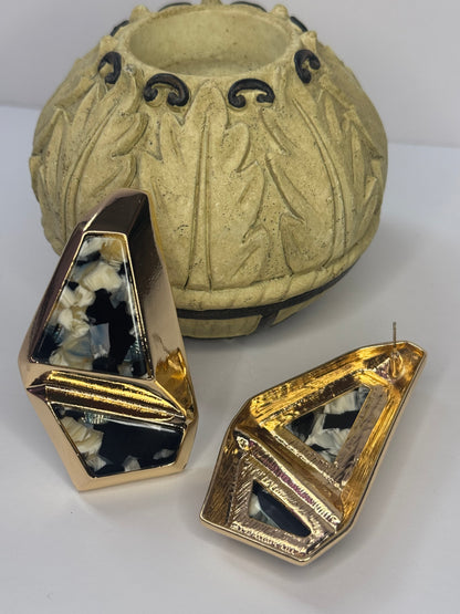 Black Marbled Earrings
