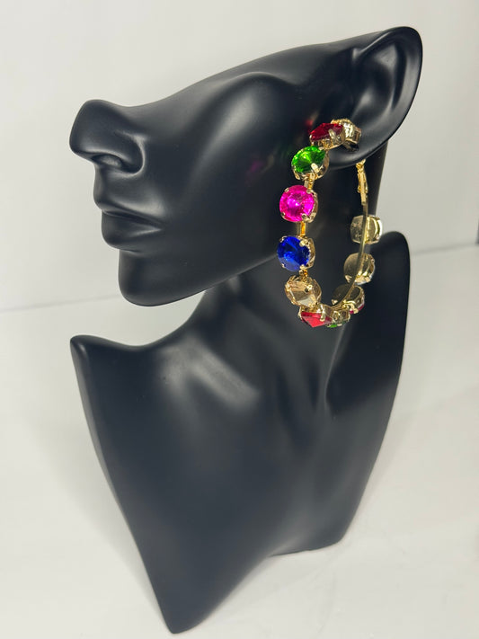 Gem Hoop Earrings (Multicolored)