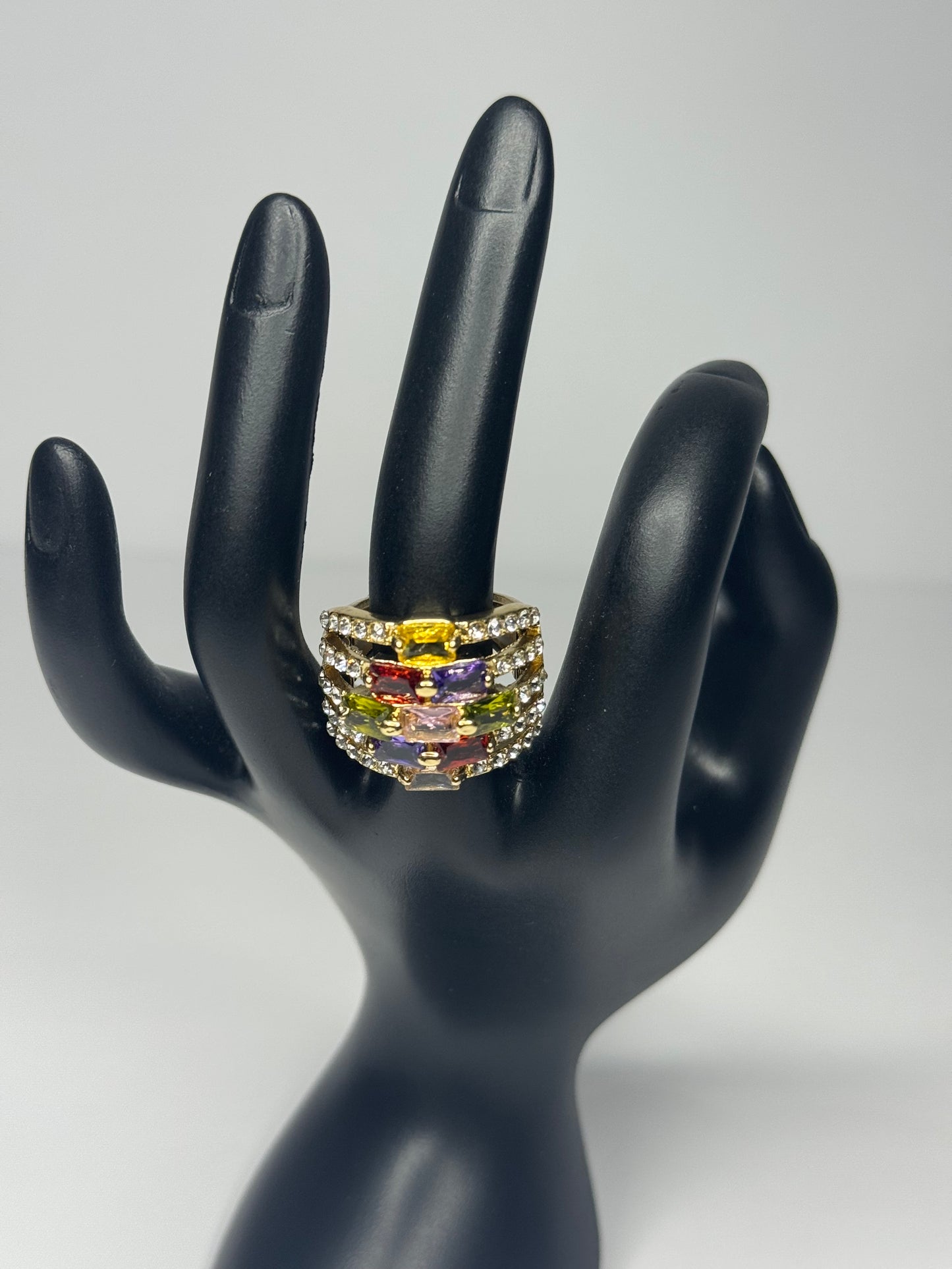 Diamond Cut Multicolored Ring