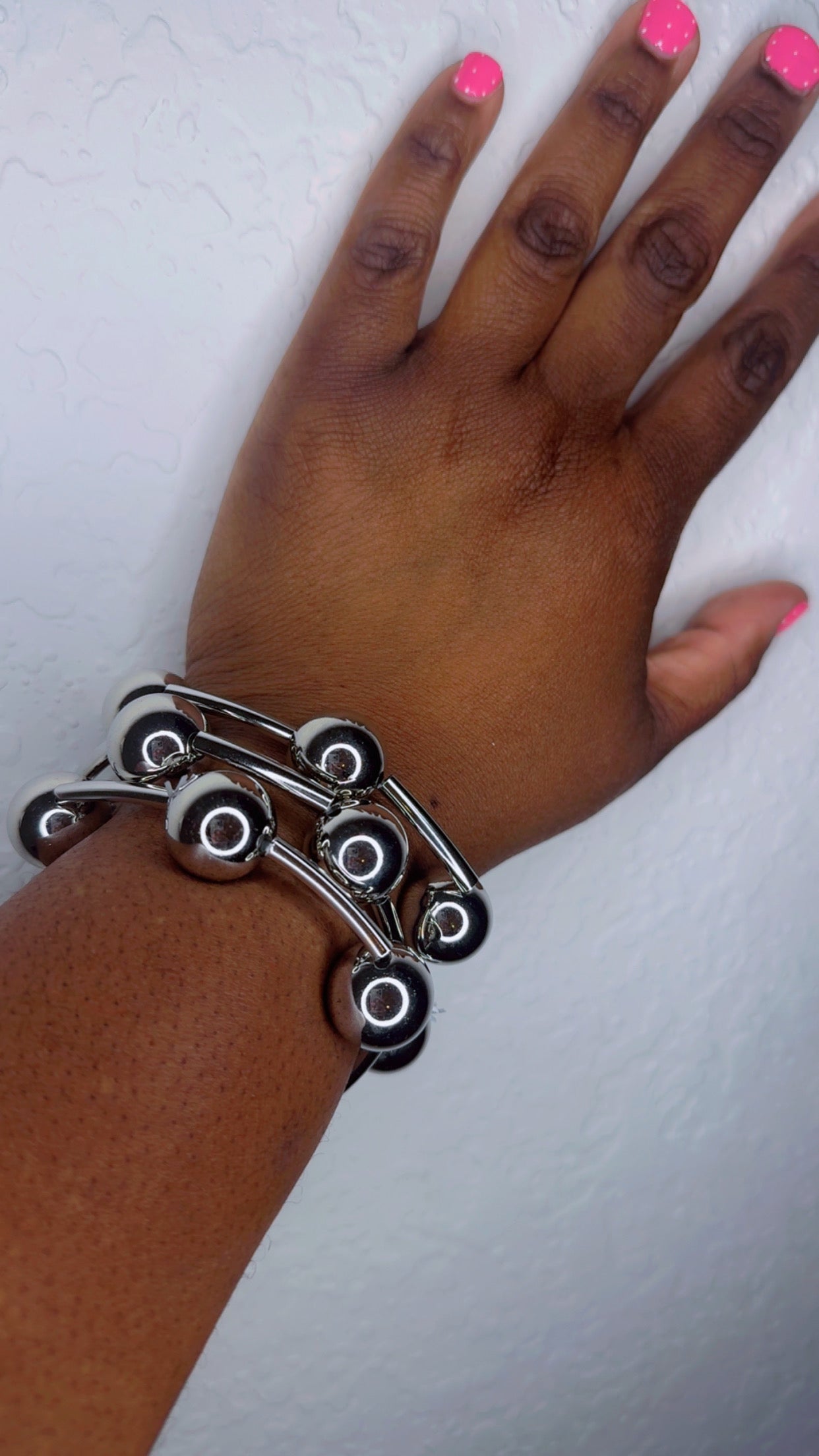 Metal Ball 3pc Bracelet Set (Silver)