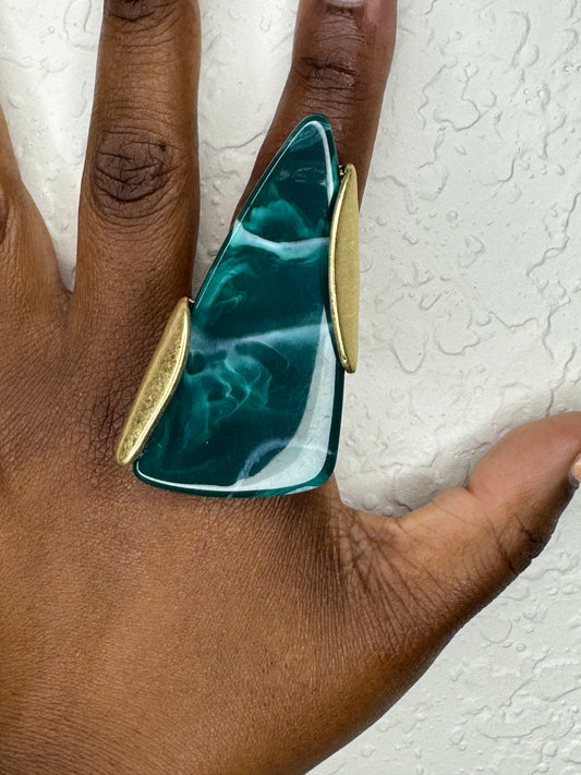On Edge Statement Ring (Teal)