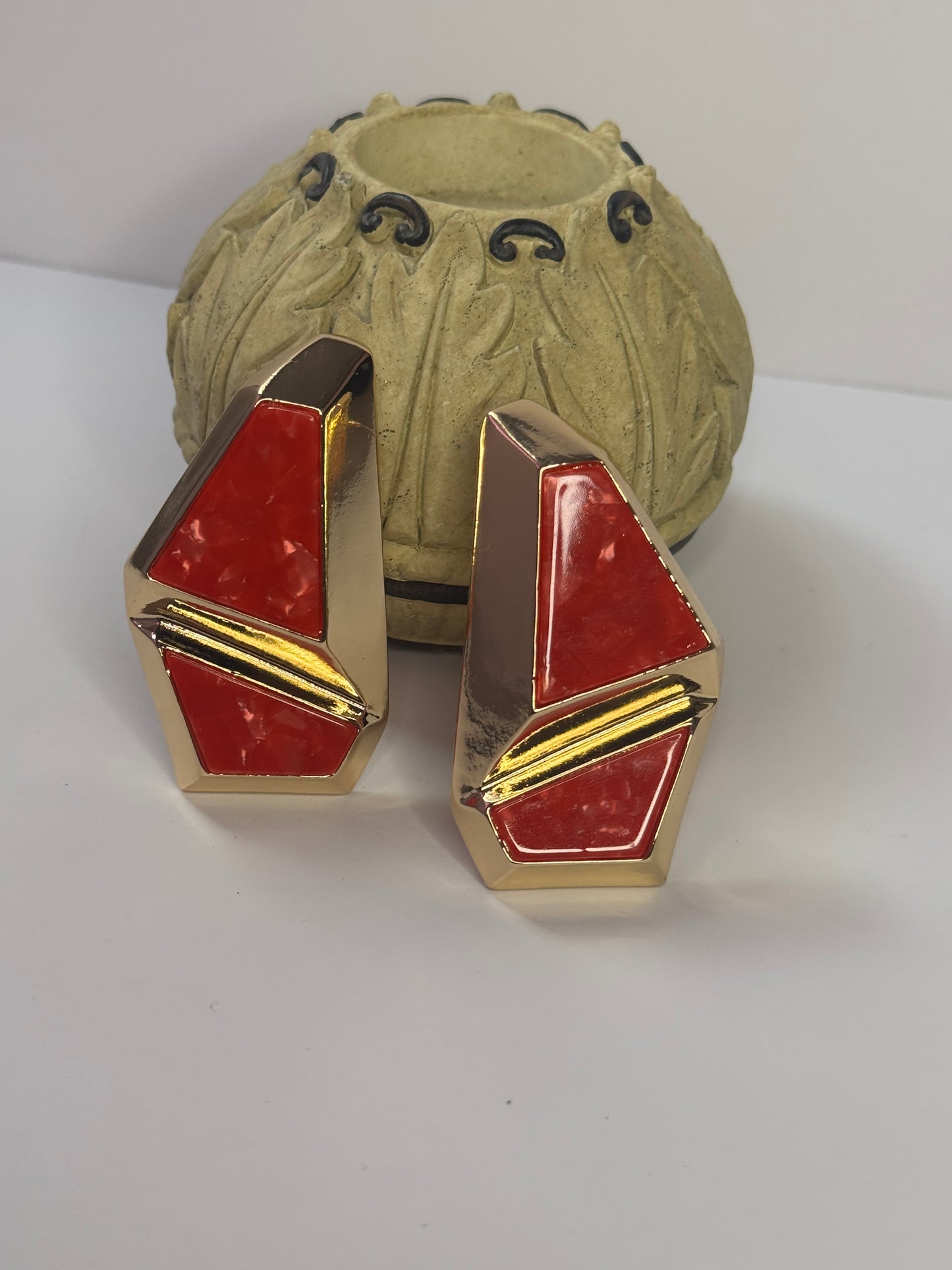 Red Marbled Earrings