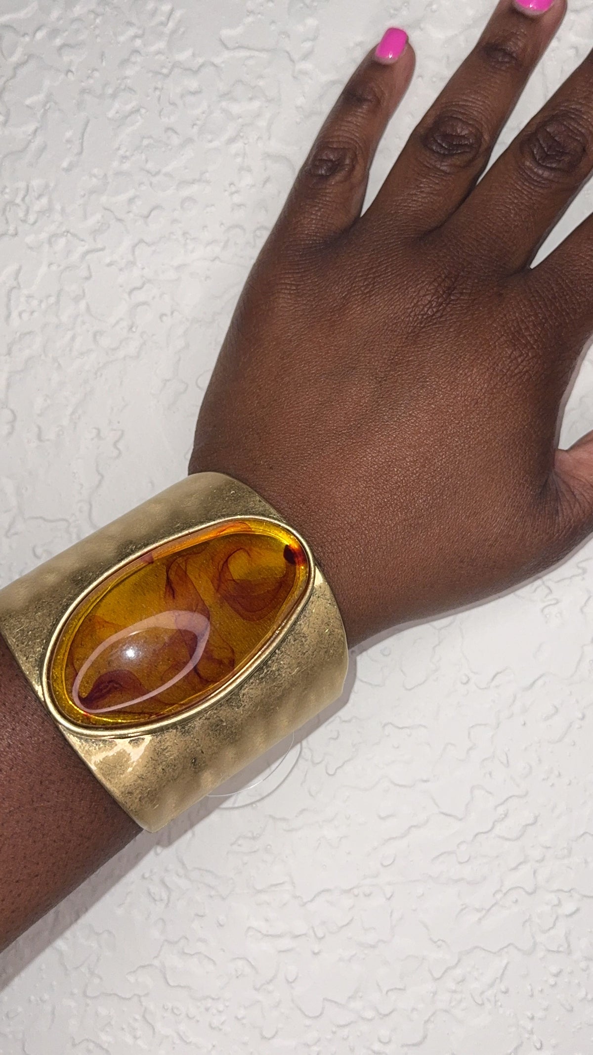 Stone Cuff Bracelet (Brown/Gold)