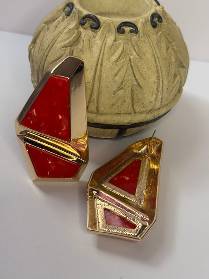 Red Marbled Earrings