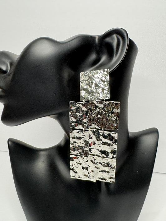 Square Dangle Earrings (Silver)
