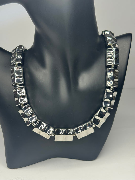 Dented Silver Necklace