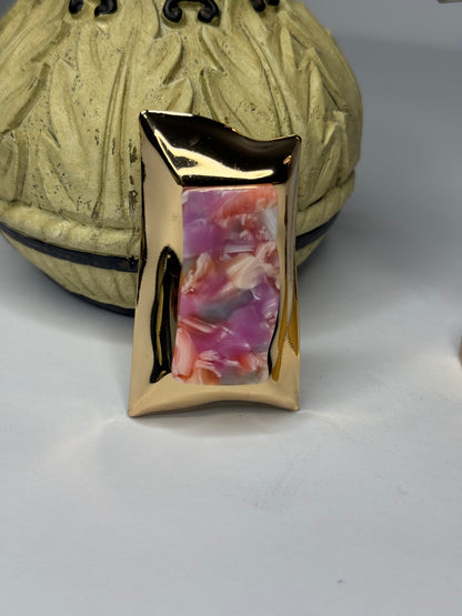 Golden Frame Rectangle Earrings