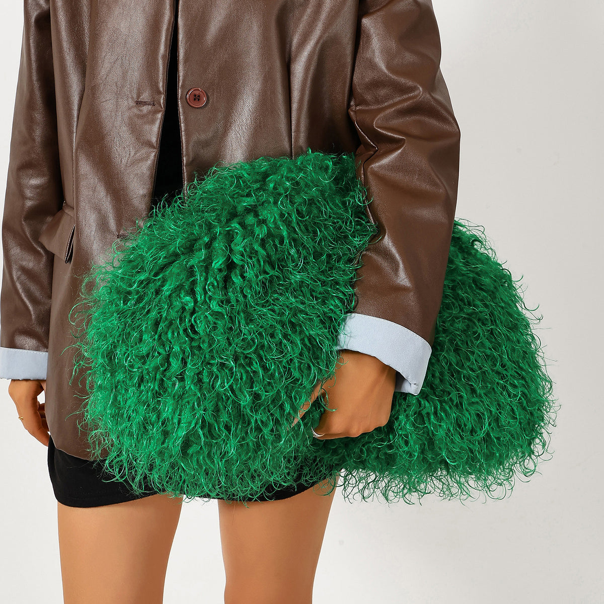 Furry Clutch Bag (Green)   Available 9/25