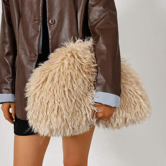 Furry Clutch Bag (Apricot)   Available 9/25