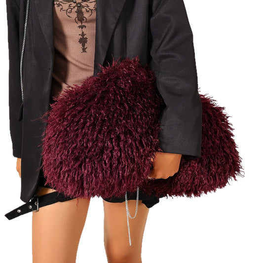 Furry Clutch Bag (Wine)     Available 9/25