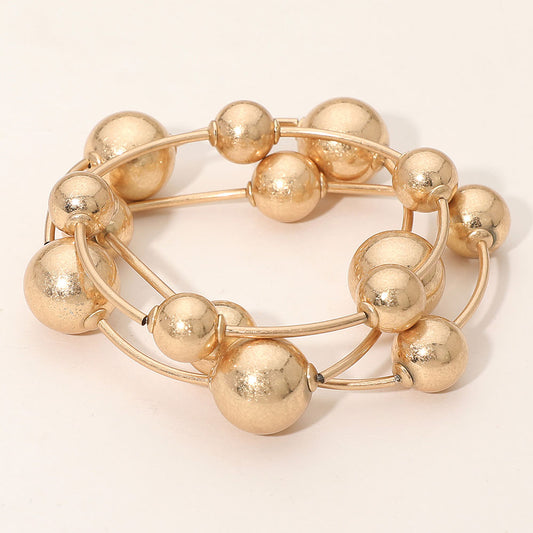 Metal Ball 3pc Bracelet Set