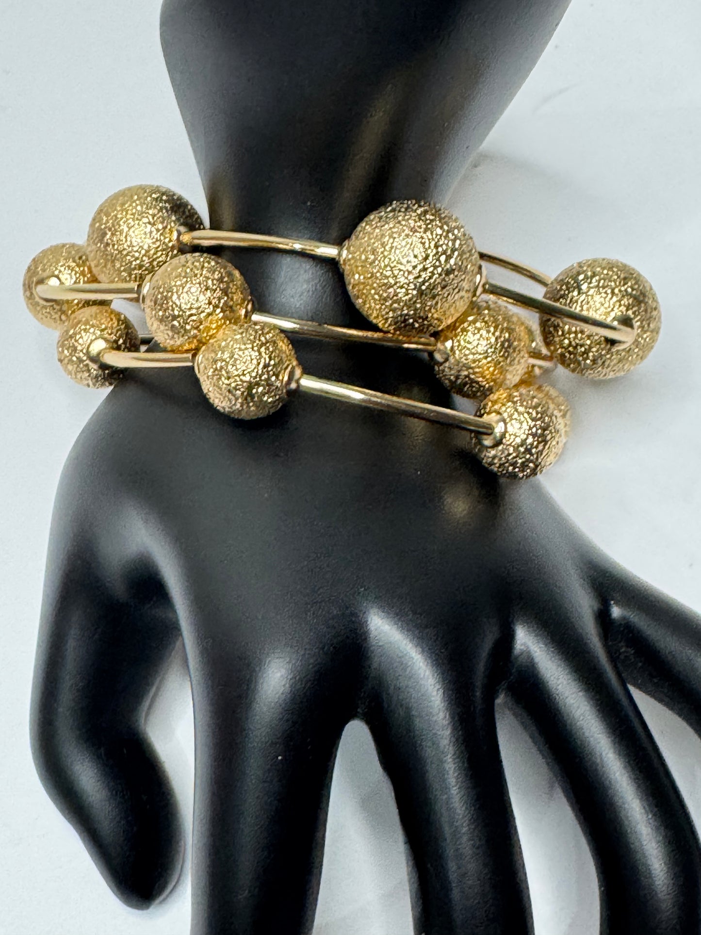 3pc Beaded Ball Bracelet Set (Gold)