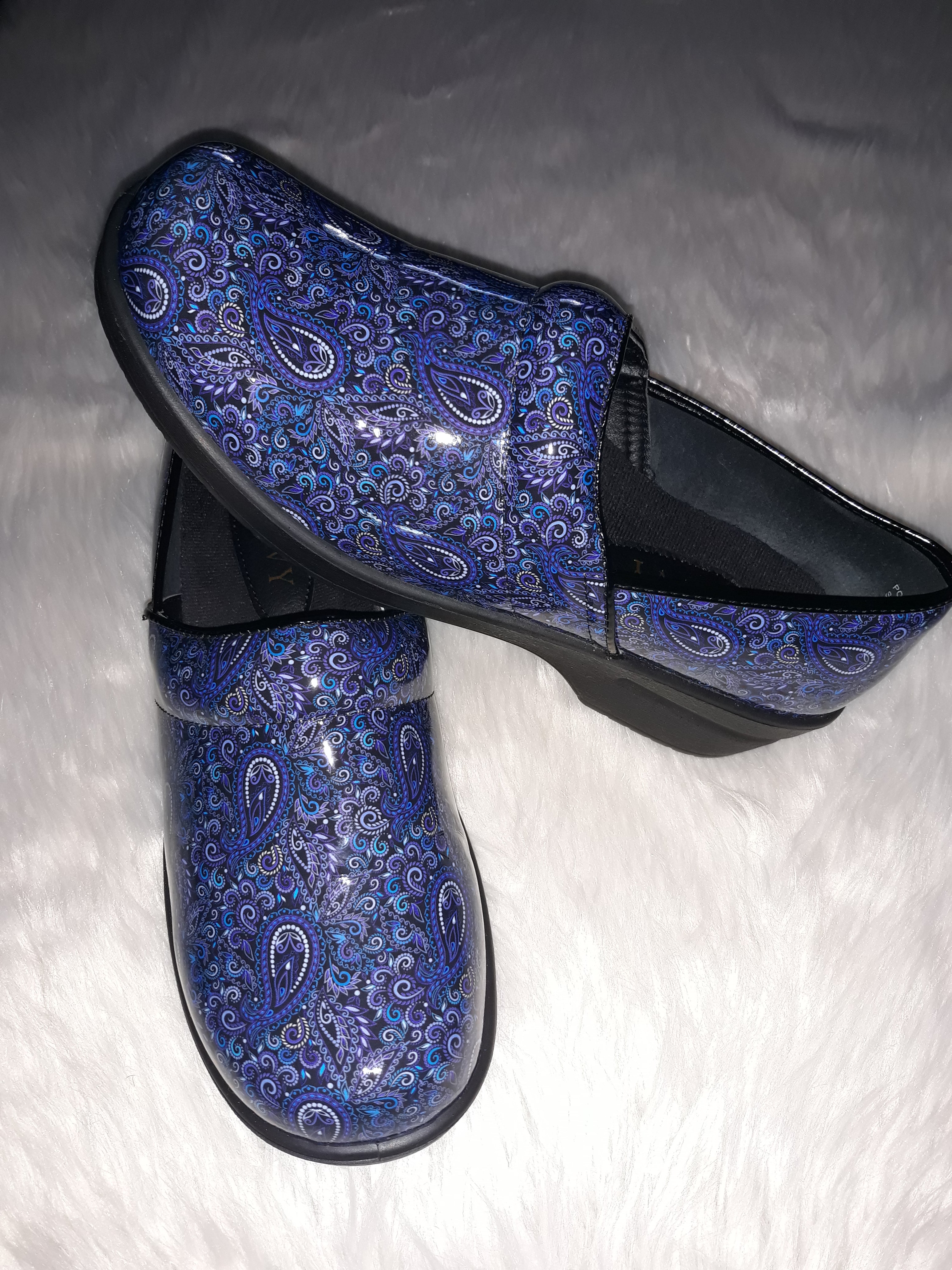 Blue Paisley Nursing Shoes