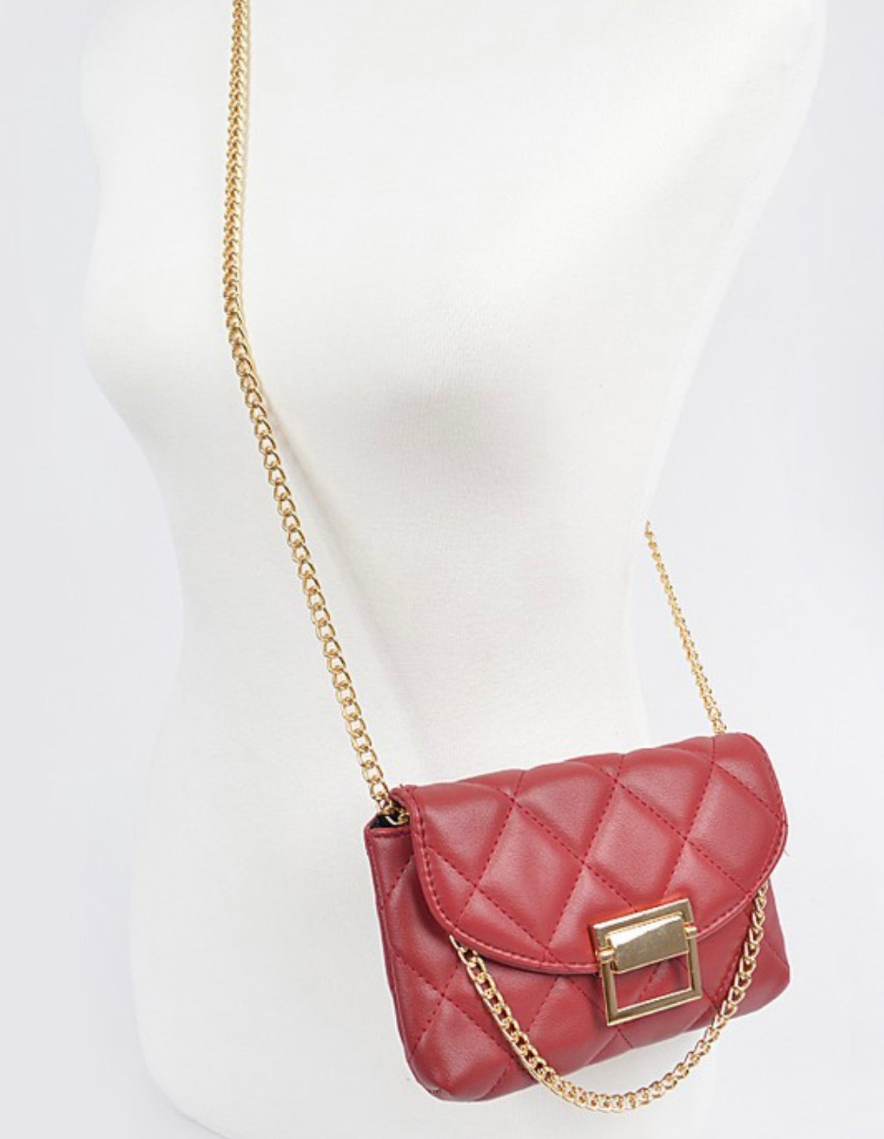 Quilted Cross Body Bag ( Red)