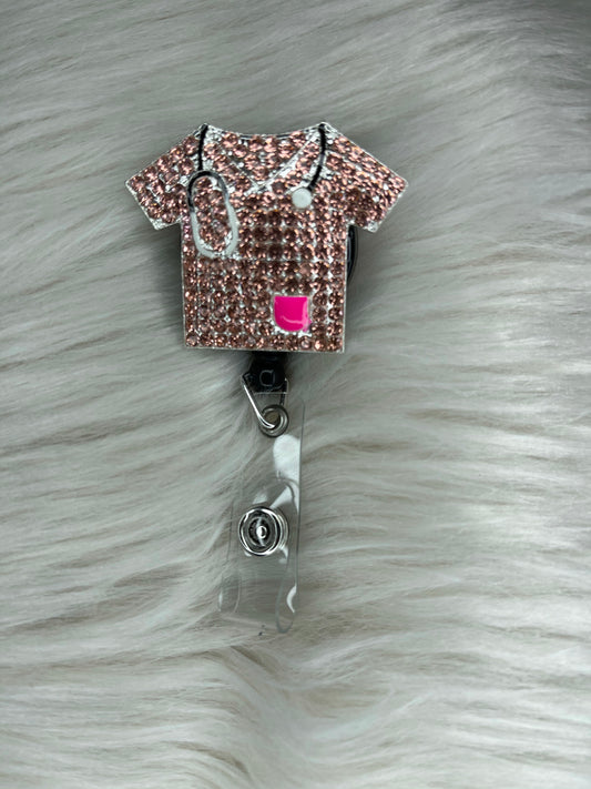Scrub Top Badge Reel (pink)